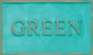 Green Patina bronze outdoor plaque finish