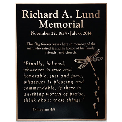 Outdoor Memorial Plaque with a quote