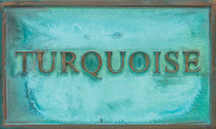 Turqoiuse Patina bronze outdoor plaque finish